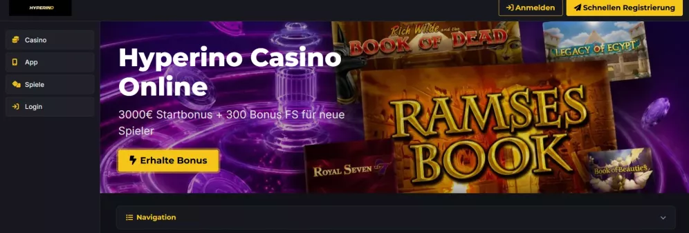 Hyperino Casino Bonus bis zu 300 Euro und 150 Freispiele